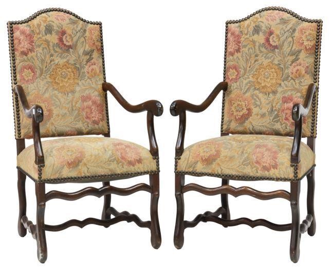  2 FRENCH LOUIS XIV STYLE UPHOLSTERED 357d2d
