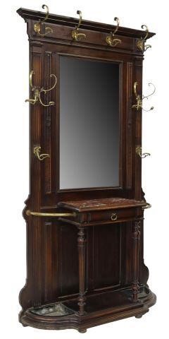FRENCH CARVED WALNUT MIRRORED HALL 357d4d