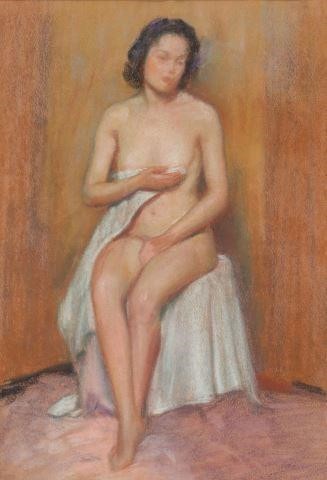 FRAMED PASTEL DRAWING FEMALE NUDEFramed