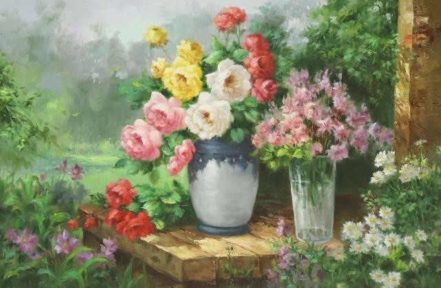 DOMINGO FLORAL STILL LIFE PAINTING  357db6