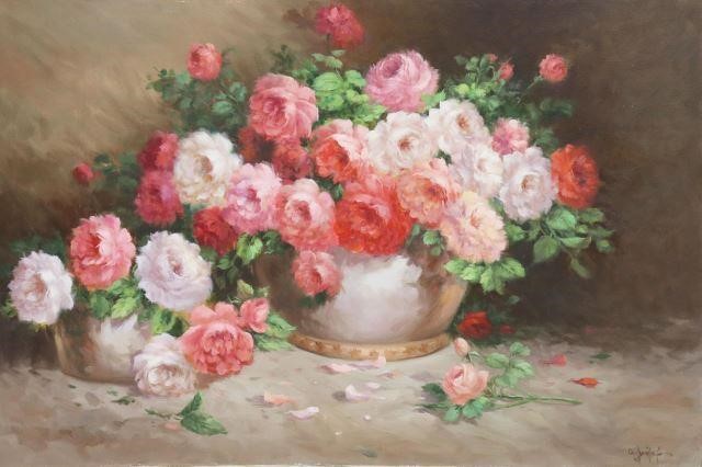 DOMINGO FLORAL STILL LIFE PAINTING,