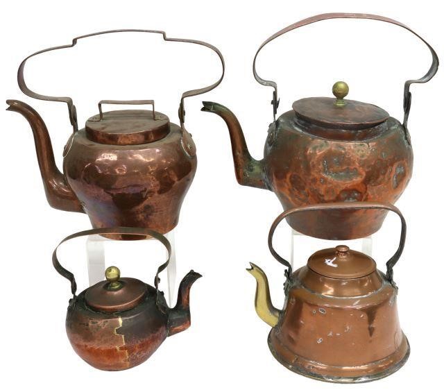  4 FRENCH COPPER BRASS HOT WATER 357dc8