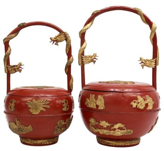 (2) CHINESE PARCEL GILT LACQUERED