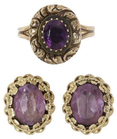  2 ESTATE YELLOW GOLD AMETHYST 357e79