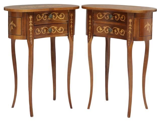 (2) ITALIAN MARQUETRY KIDNEY-SHAPED