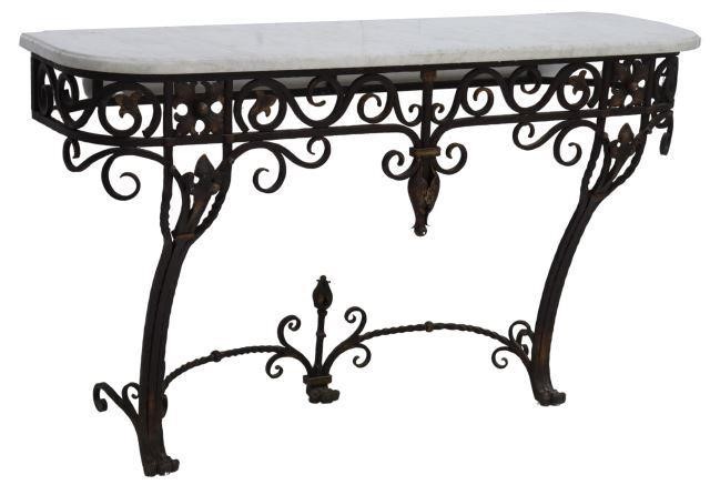 FRENCH MARBLE TOP WROUGHT IRON 357f04