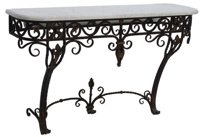 FRENCH MARBLE-TOP WROUGHT IRON