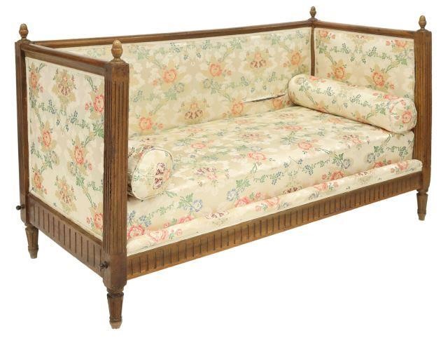 FRENCH LOUIS XVI STYLE WALNUT UPHOLSTERED 357f01