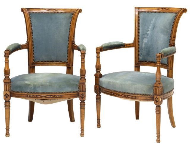  2 FRENCH LOUIS XVI STYLE UPHOLSTERED 357f03