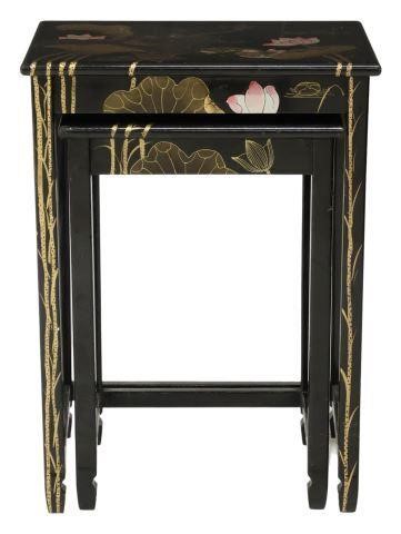  2 CHINESE BLACK LACQUERED NESTING 357f12