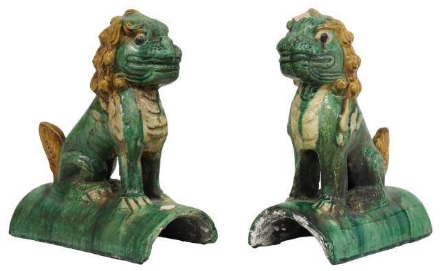  2 CHINESE SANCAI GLAZED FIGURAL 357f18