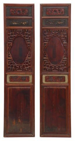 (2) CHINESE CARVED & PAINTED WALL