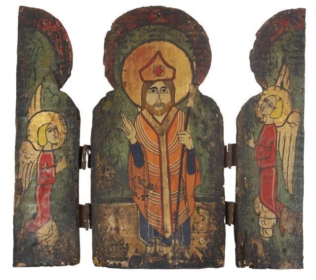 HAND-PAINTED FOLDING WOOD RELIGIOUS