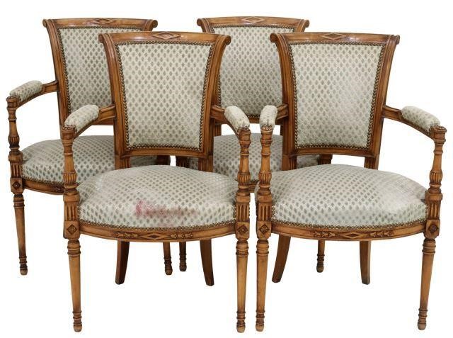  4 FRENCH LOUIS XVI STYLE UPHOLSTERED 357f3e