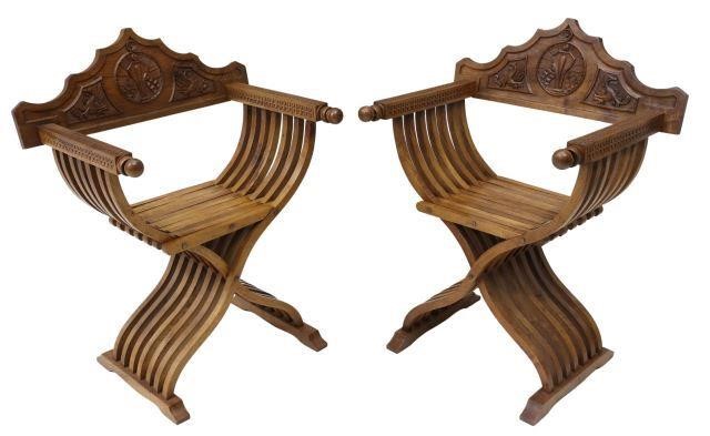 (2) ITALIAN WALNUT SAVONAROLA CURULE