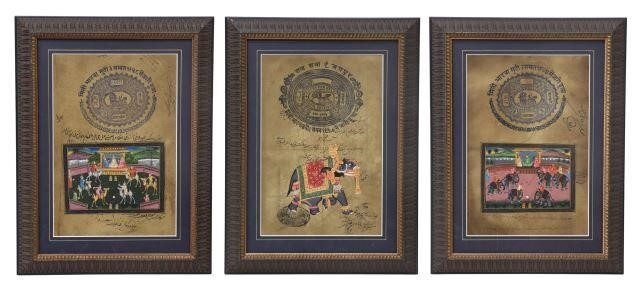  3 FRAMED INDIA HAND PAINTED JAIPUR 357f80