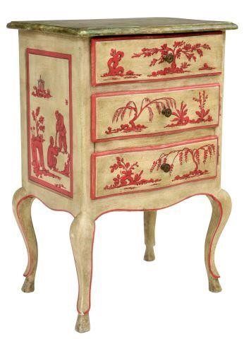 CHINOISERIE PAINT DECORATED BEDSIDE