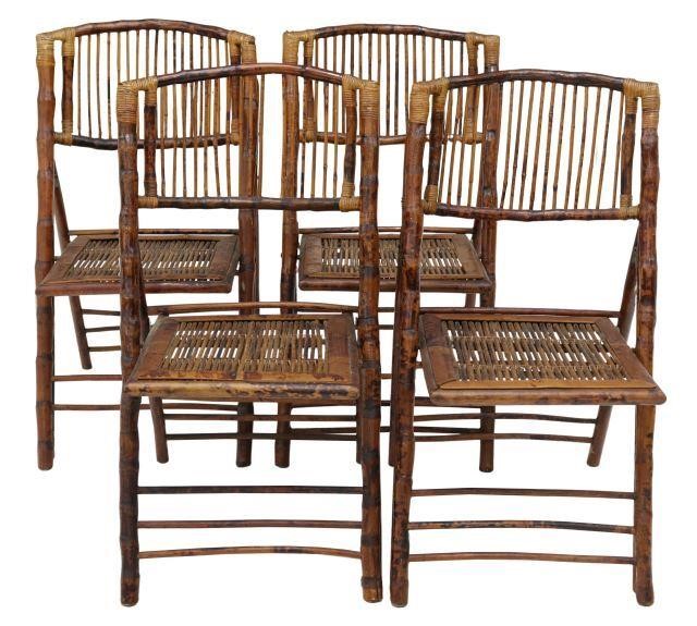 (4) VINTAGE BAMBOO & RATTAN FOLDING