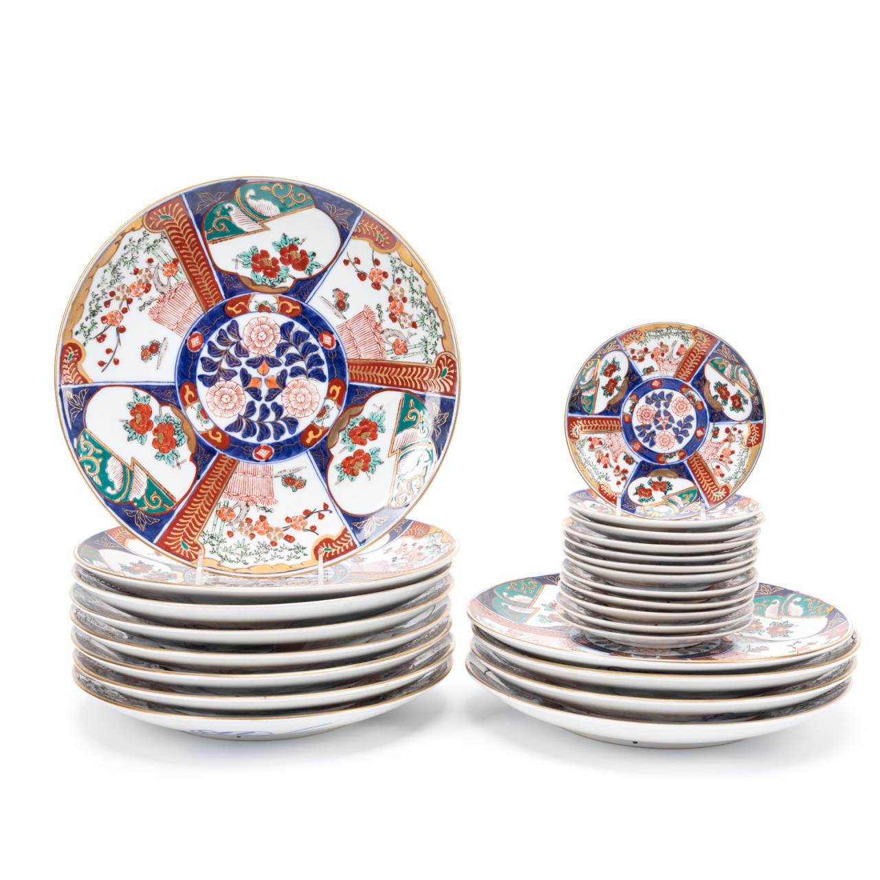 24PC IMARI CHARGERS & BREAD & BUTTER