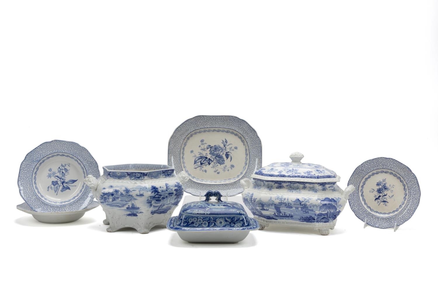 19TH C. BLUE & WHITE TRANSFERWARE