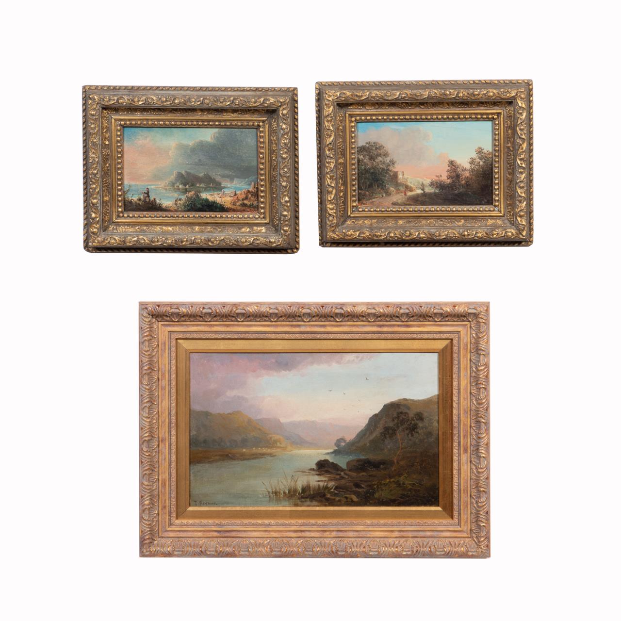 THREE SMALL LANDSCAPE OIL PAINTINGS,