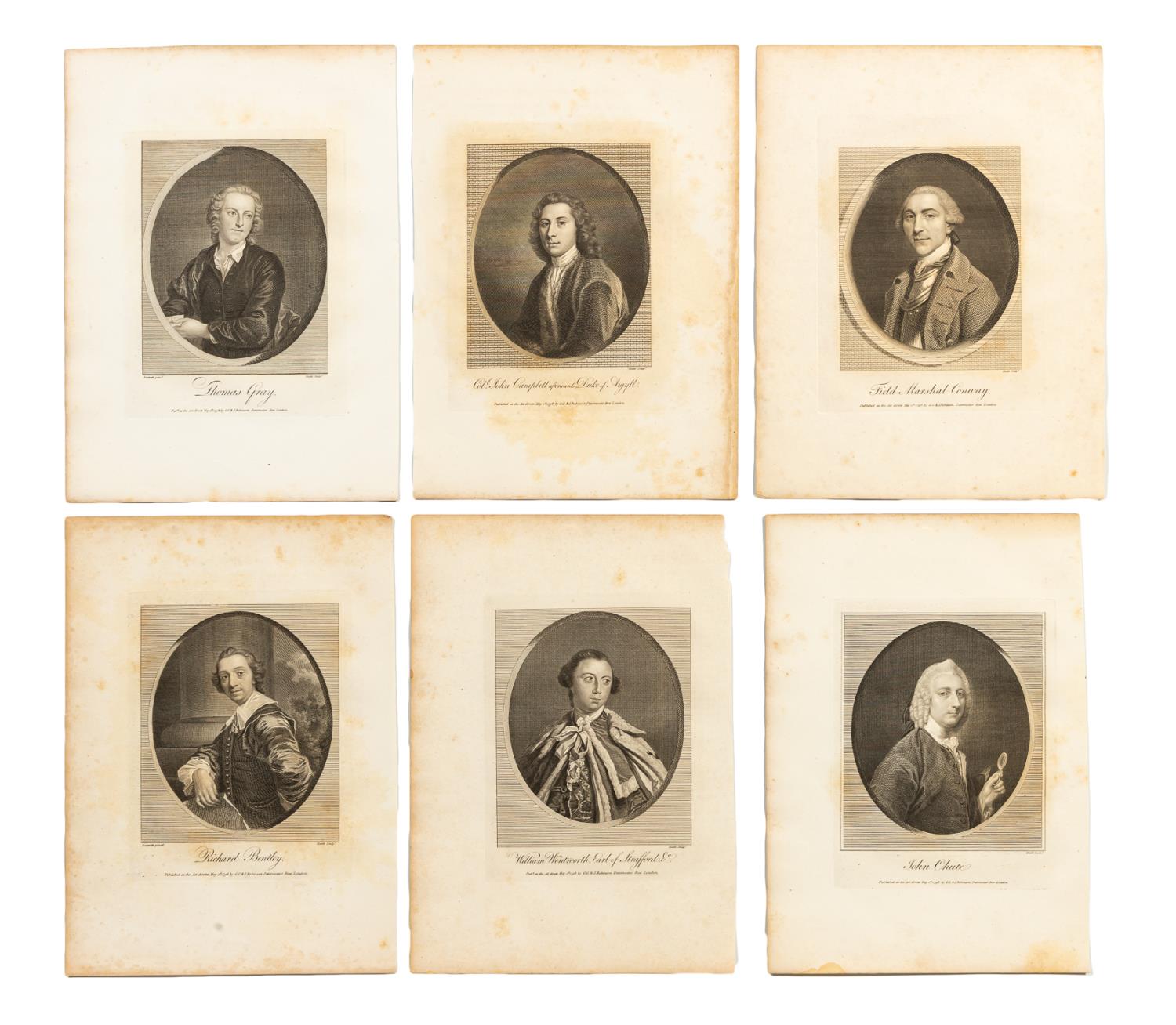 SIX JAMES HEATH MALE PORTRAIT ENGRAVINGS,