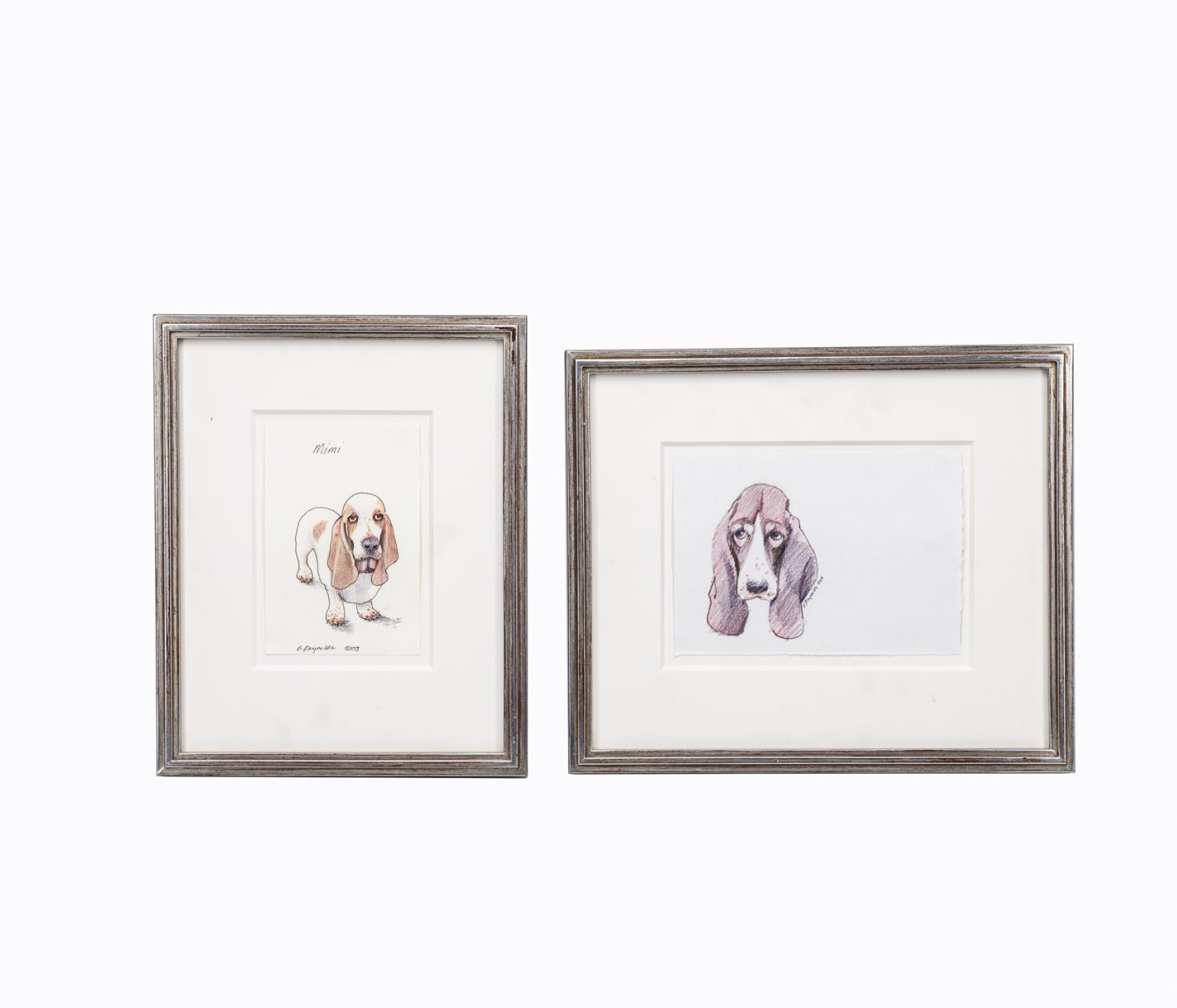 2 PC S REYNOLDS BASSET HOUND PORTRAITS  35807b