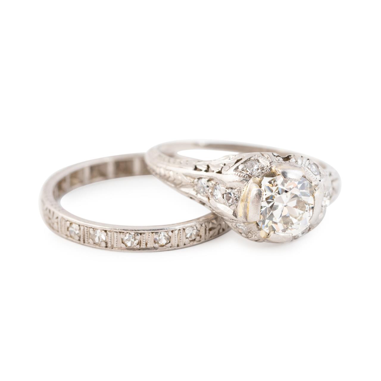 2PC PLATINUM &.84 CT DIAMOND WEDDING