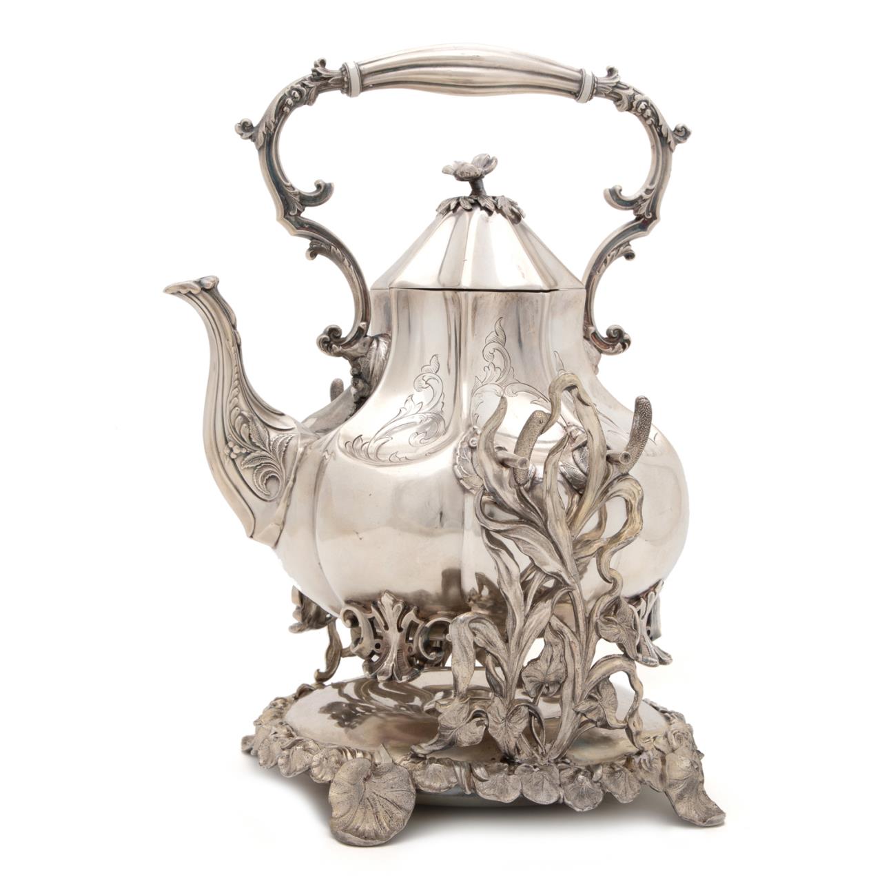 VICTORIAN SILVERPLATE KETTLE ON