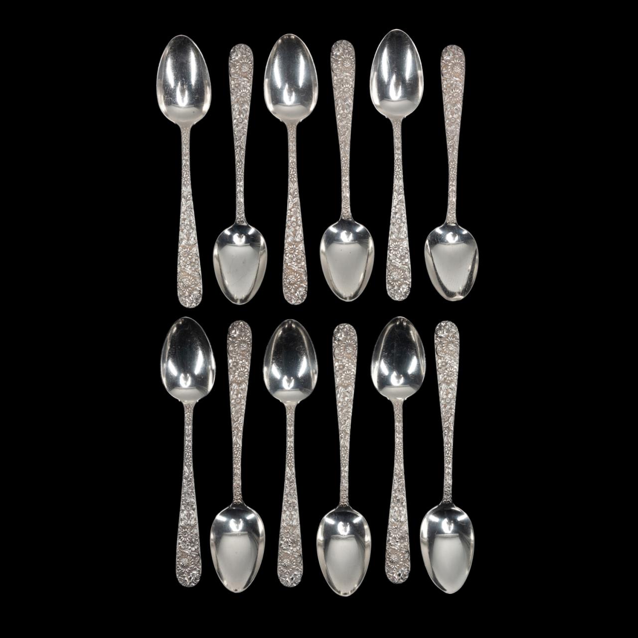 S. KIRK & SON REPOUSSE SILVER SPOONS,