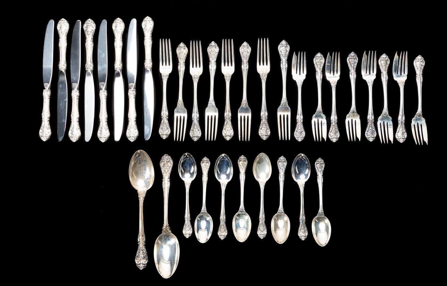 34PC GORHAM KING EDWARD STERLING FLATWARE