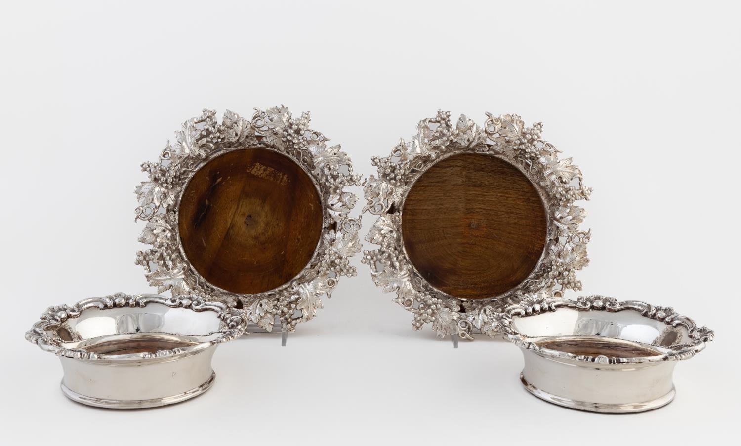 TWO PAIRS OF SILVERPLATE & WOOD