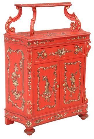 CHINOISERIE PARCEL GILT & RED PAINTED