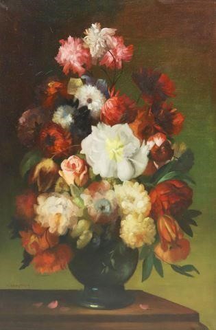 SIGNED FLORAL STILL LIFE PAINTING  3581f8