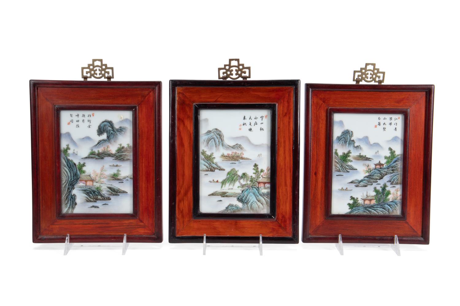 3 FRAMED CHINESE FAMILLE VERTE 3581f9