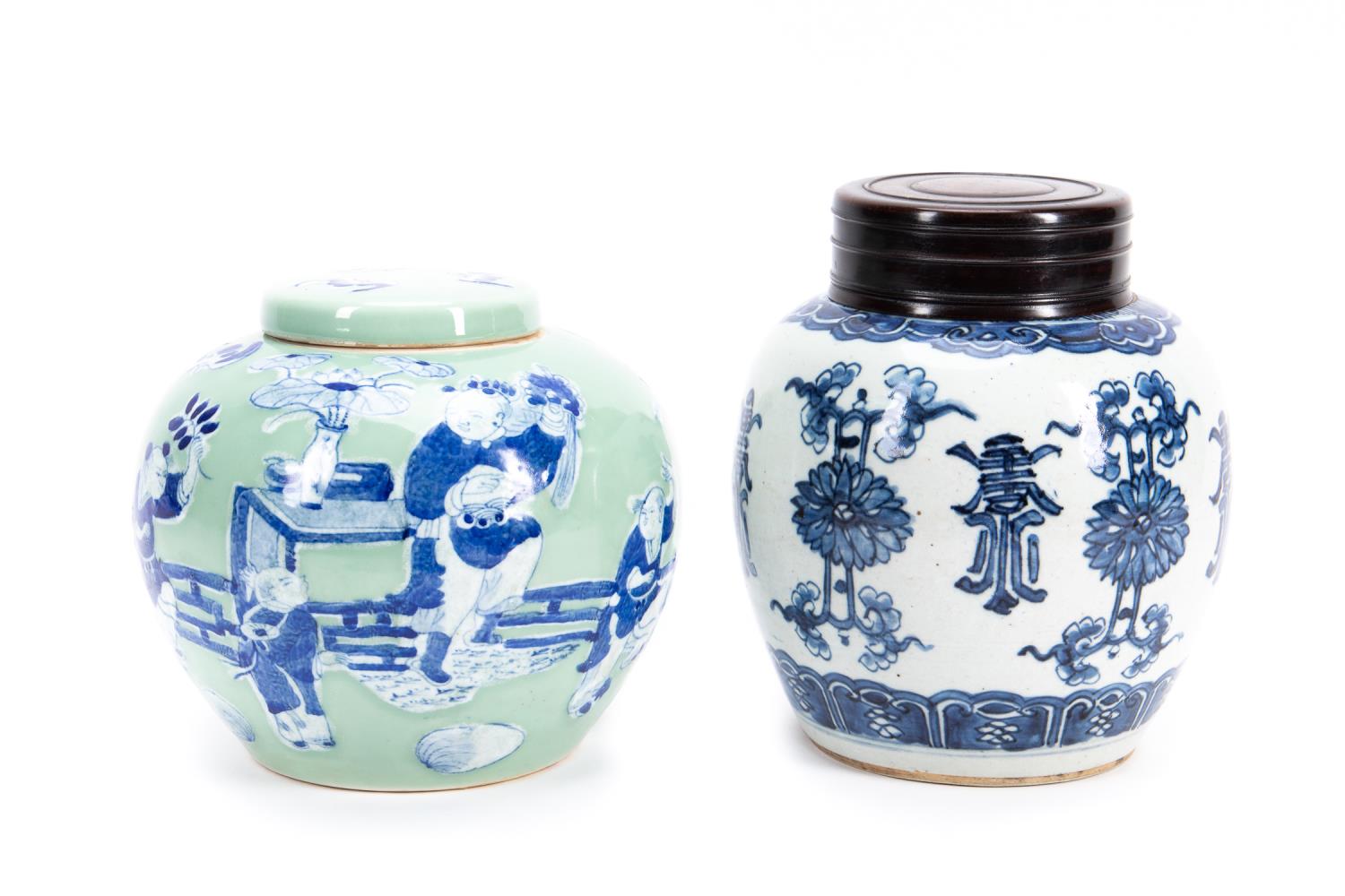 GROUP OF TWO CHINESE GINGER JARS,