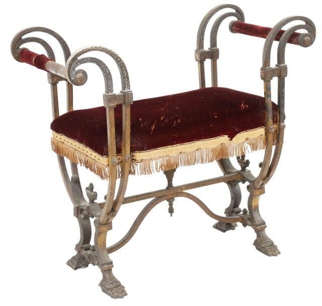 CONTINENTAL UPHOLSTERED IRON CURULE