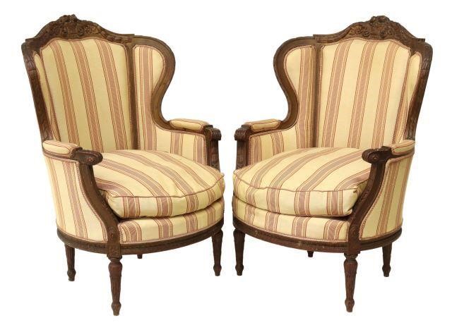  2 FRENCH LOUIS XVI STYLE WINGBACK 358225