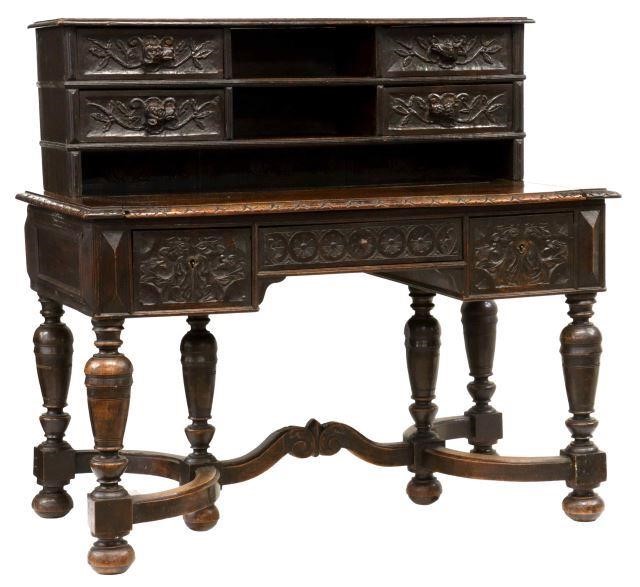 FRENCH HENRI II STYLE CARVED OAK