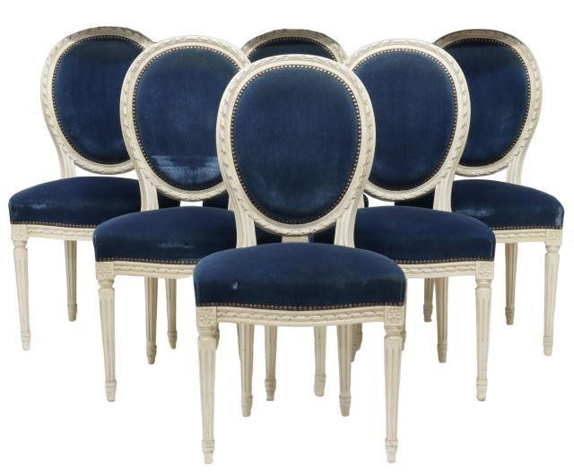  6 FRENCH LOUIS XVI STYLE UPHOLSTERED 358249