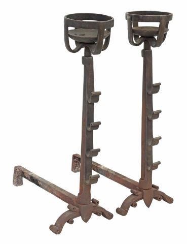 CONTINENTAL CAST IRON ANDIRONS WITH