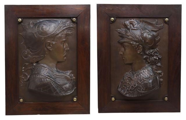  2 BRONZE RELIEF PLAQUES PERSEUS 358265