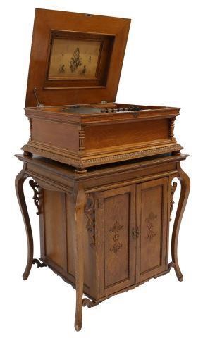 REGINA 20.75" DISC MUSIC BOX, TABLE/CABINET,