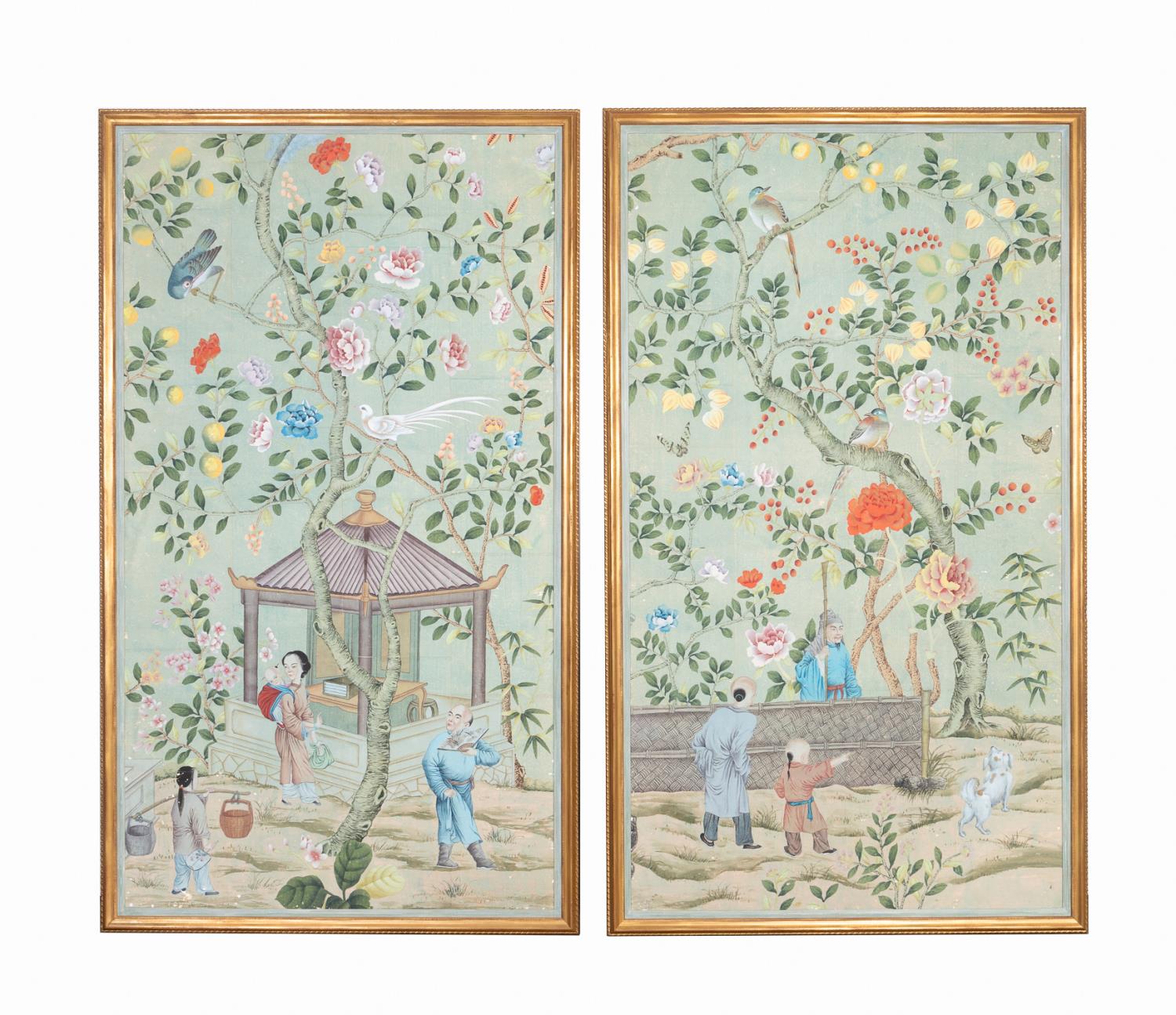 PR OF FRAMED HANDPAINTED CHINESE 35829f