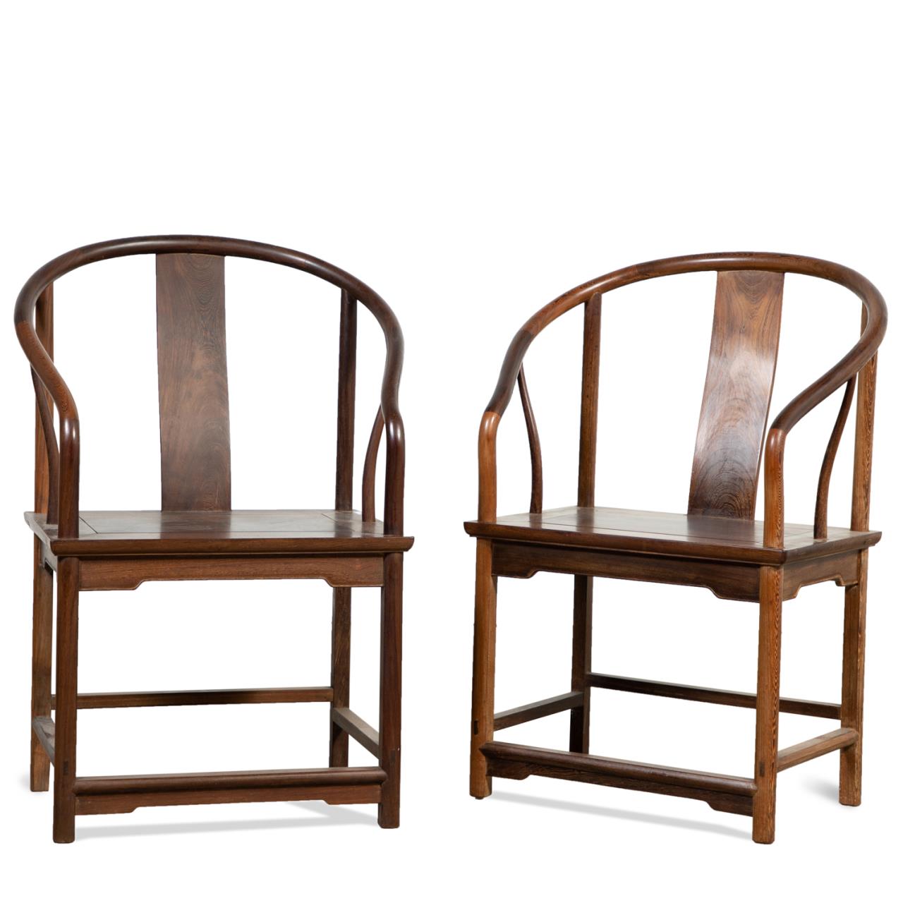 NEAR PAIR OF CHINESE HARDWOOD HORSESHOE 3582a5