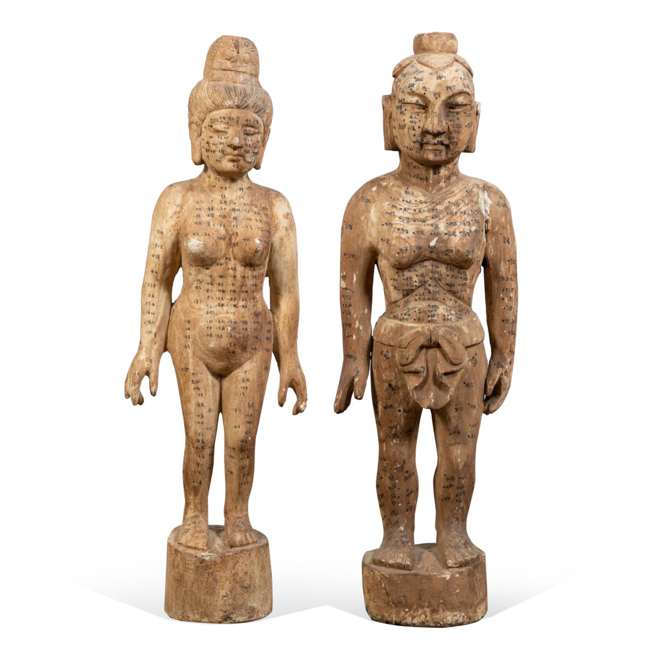 PAIR OF ASIAN WOOD STANDING FIGURES 3582b5