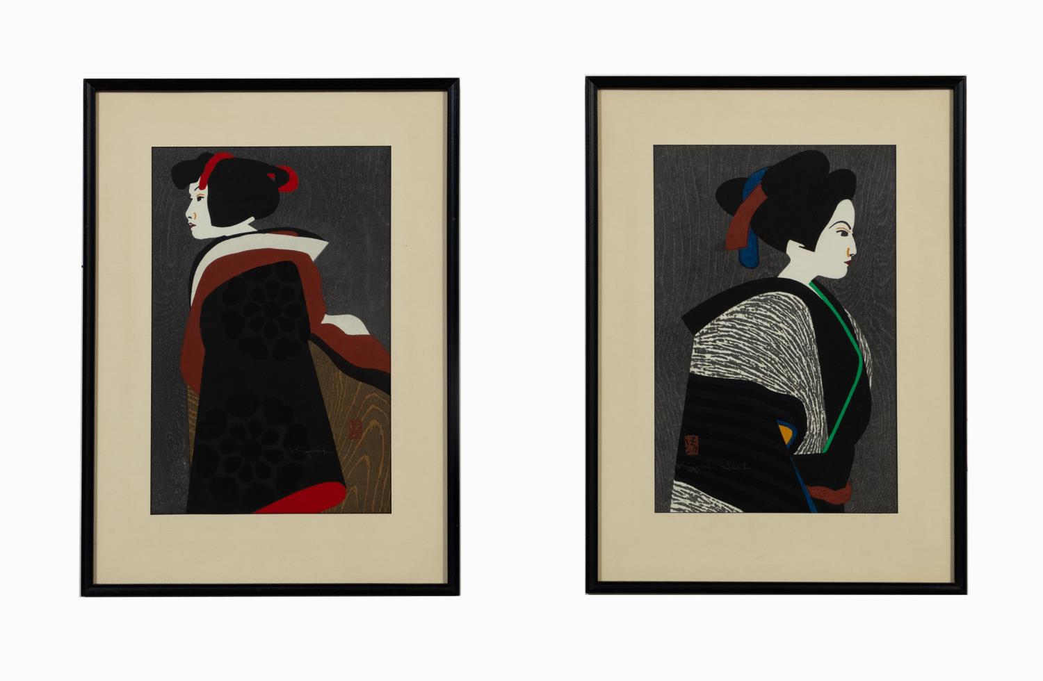 TWO KIYOSHI SAITO JAPANESE WOODBLOCK 3582d0