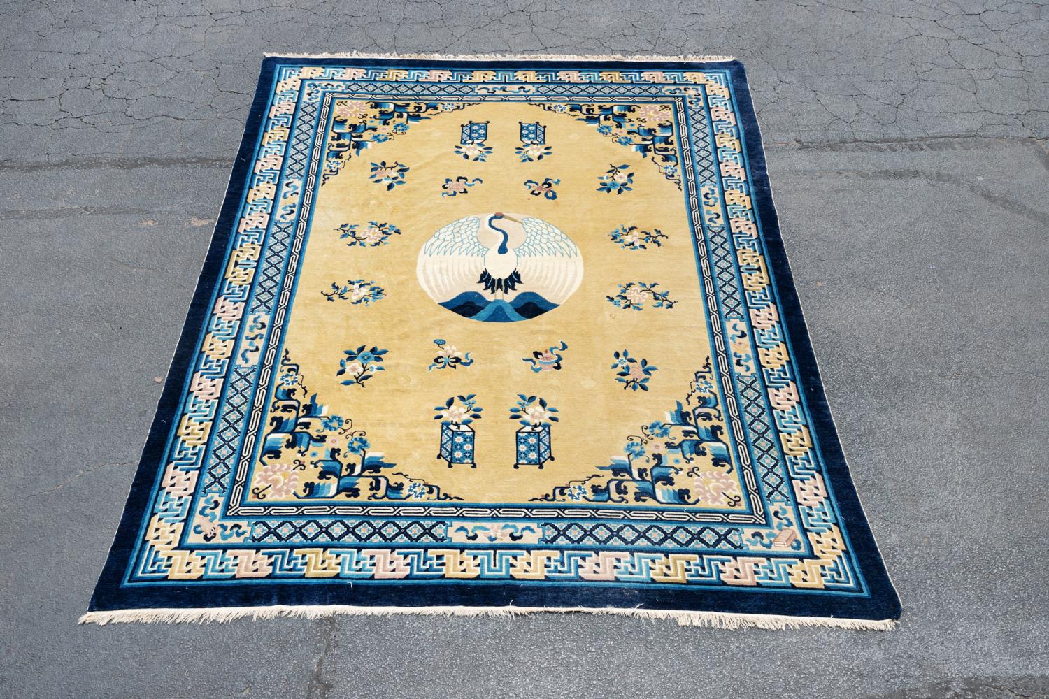 HAND KNOTTED CHINESE ART DECO RUG  3582da