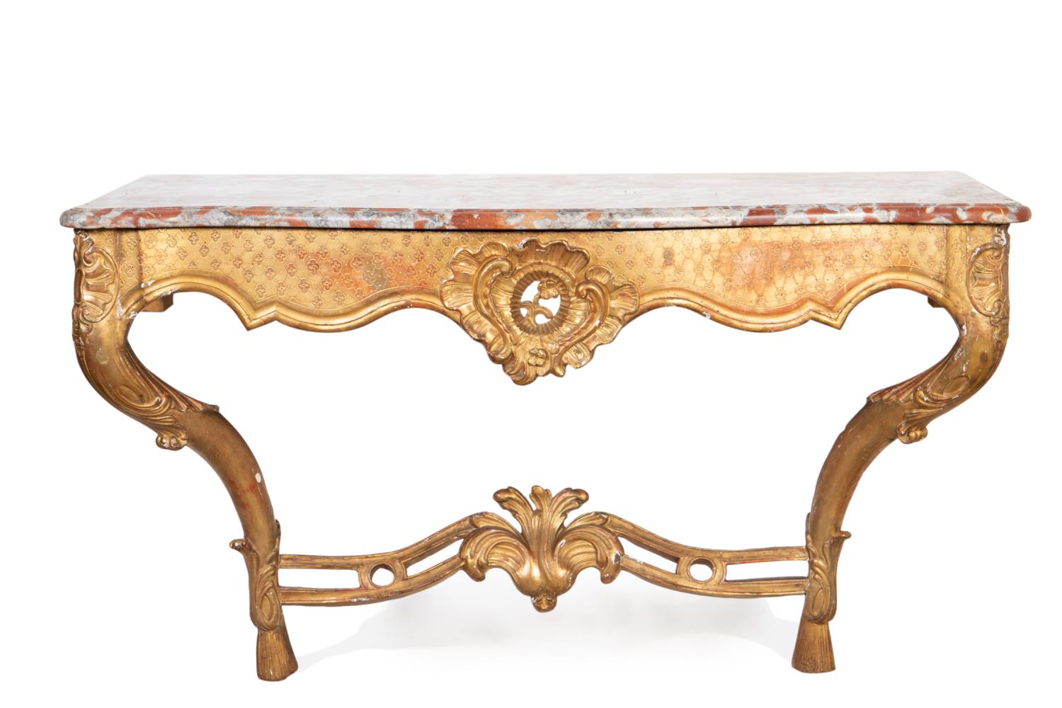 REGENCE STYLE GILTWOOD MARBLE TOP