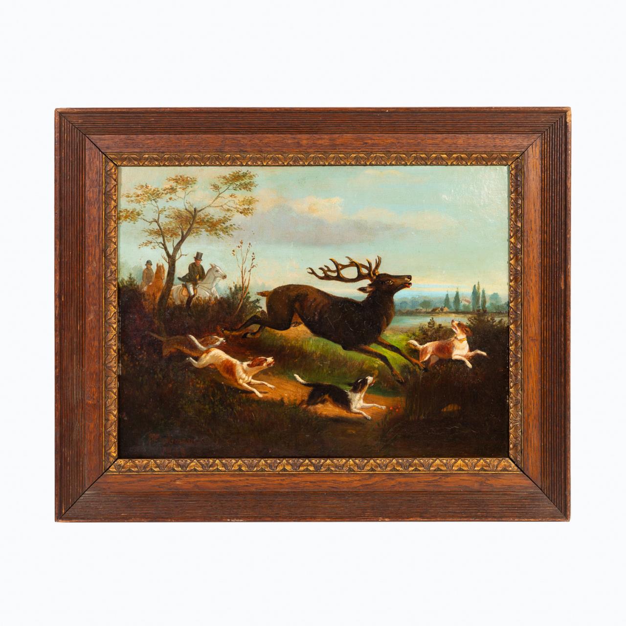 FRENCH HUNT SCENE, O/C, H. MOREAU,